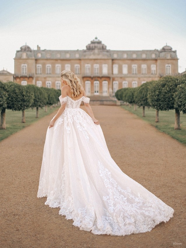 Model wears Cinderella inspired wedding dress