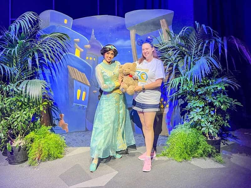 Woman poses with Jasmine during Choc Adventure in the Park