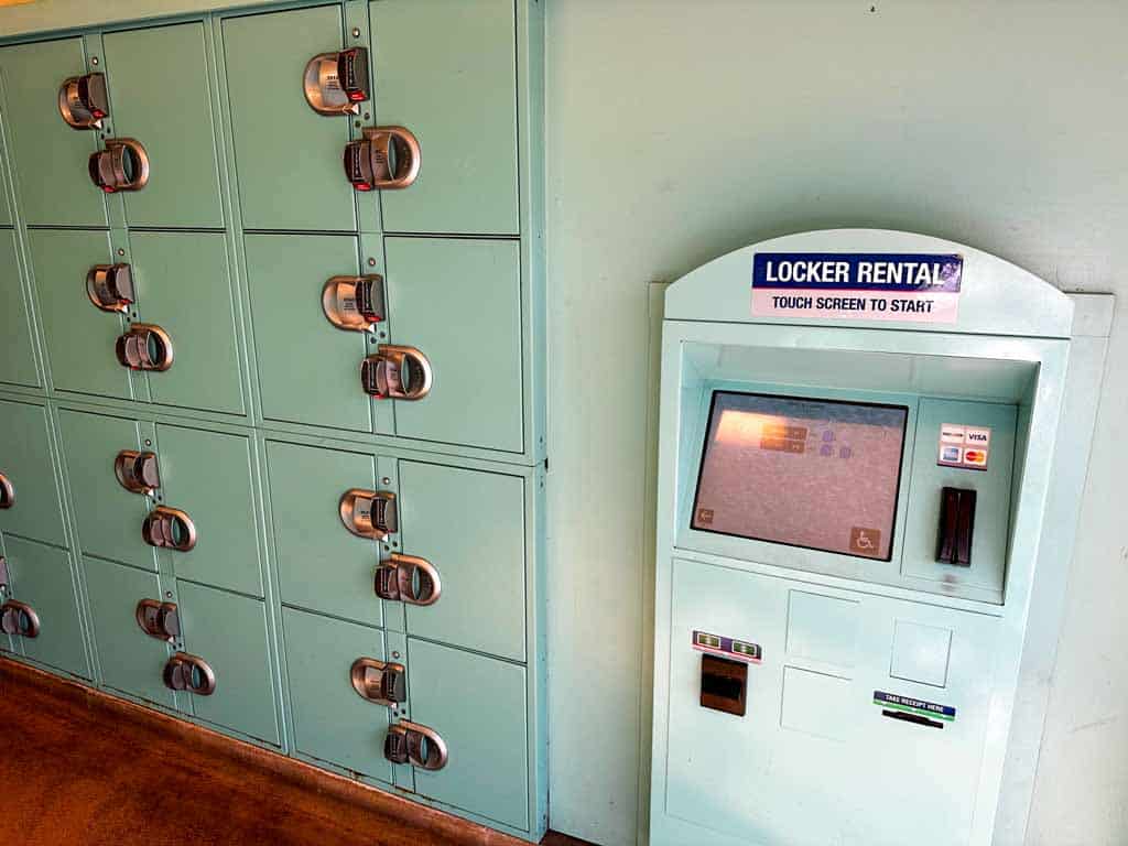 Lockers and payment kiosk outside Disneyland Park