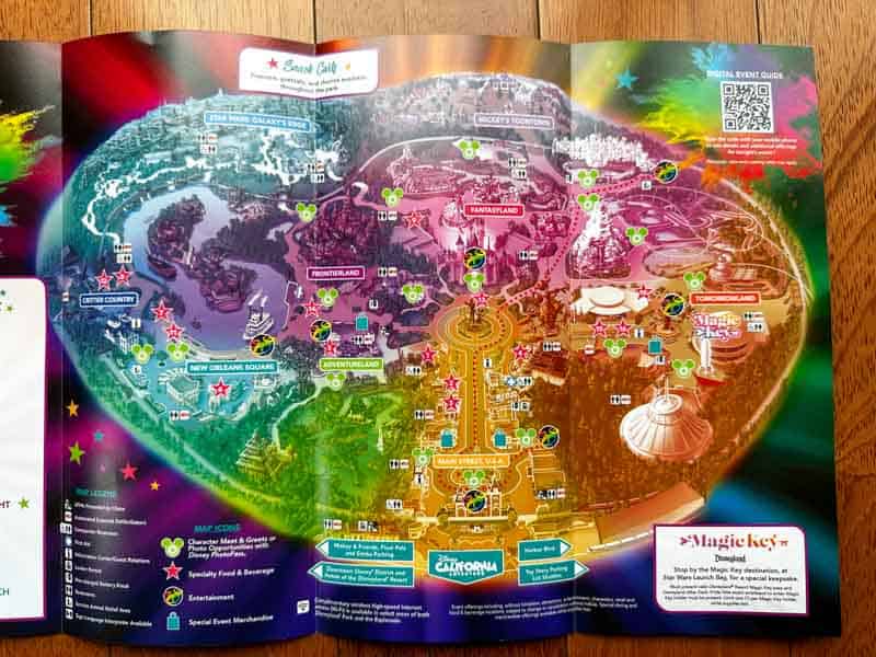 Close up of Disneyland Pride Nite guide map