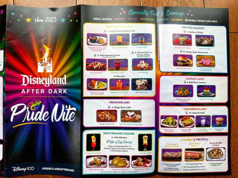 Close up of Disneyland Pride Nite guide map