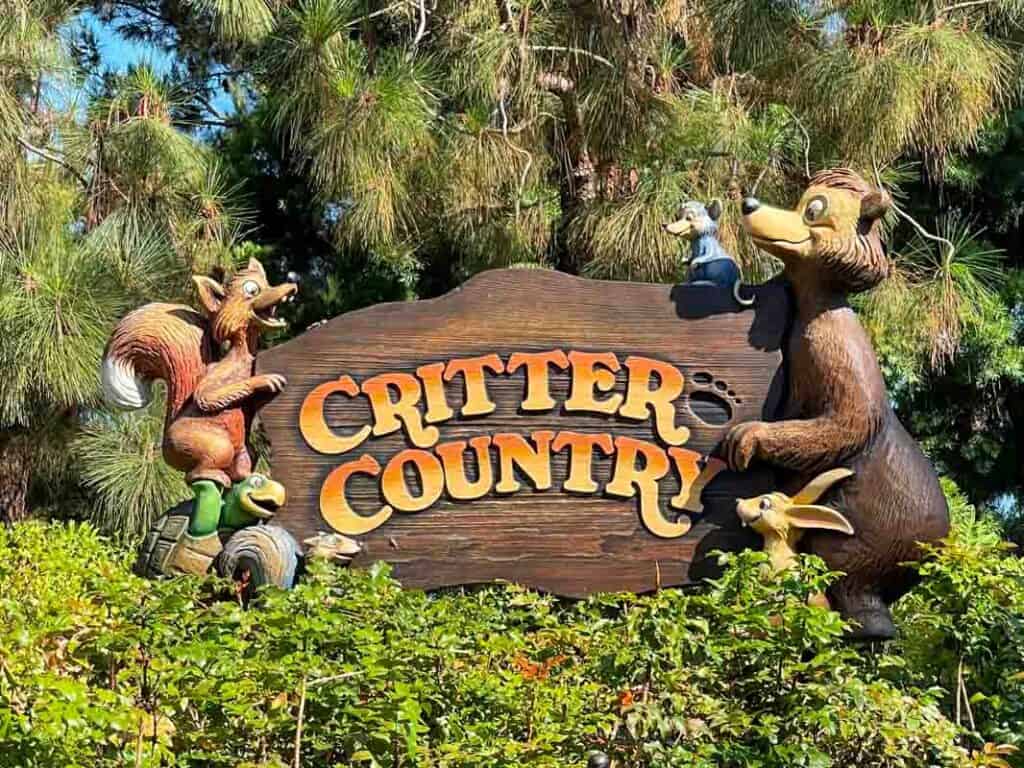 The Critter Country sign at Disneyland park