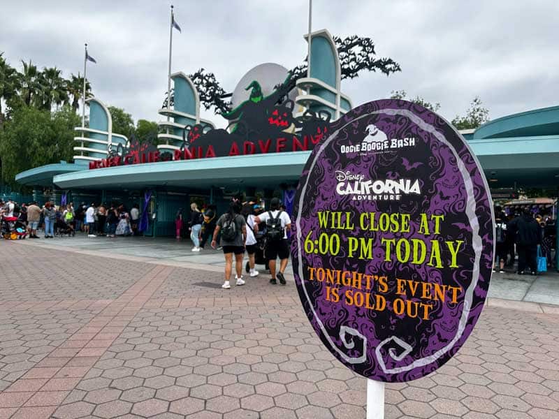 Disneyland California's Oogie Boogie Bash sign