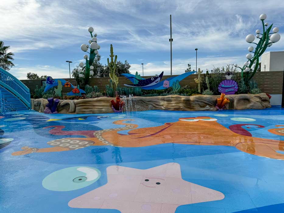 Pixar Place Hotel features a Finding Nemo splash pad.