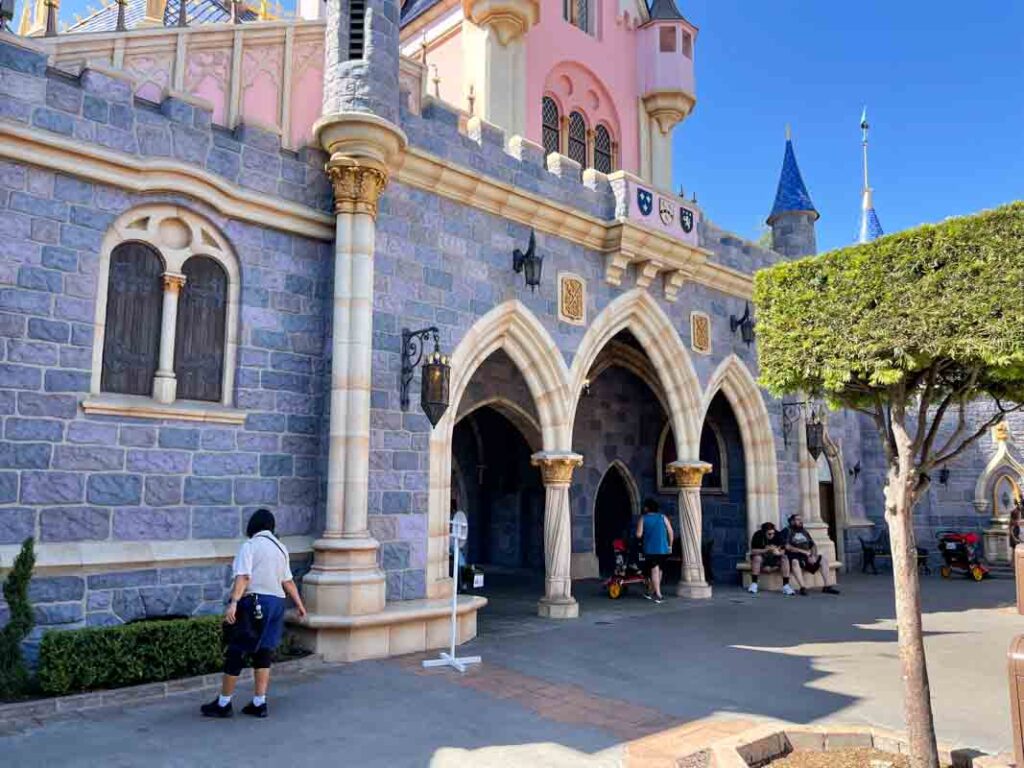 The north side of Sleeping Beauty Castle at Disneyland in California