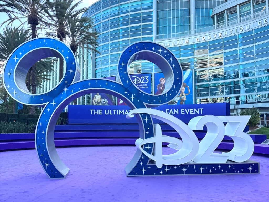 D23 Mickey Ears sculpture outside of the Anaheim Convention Center